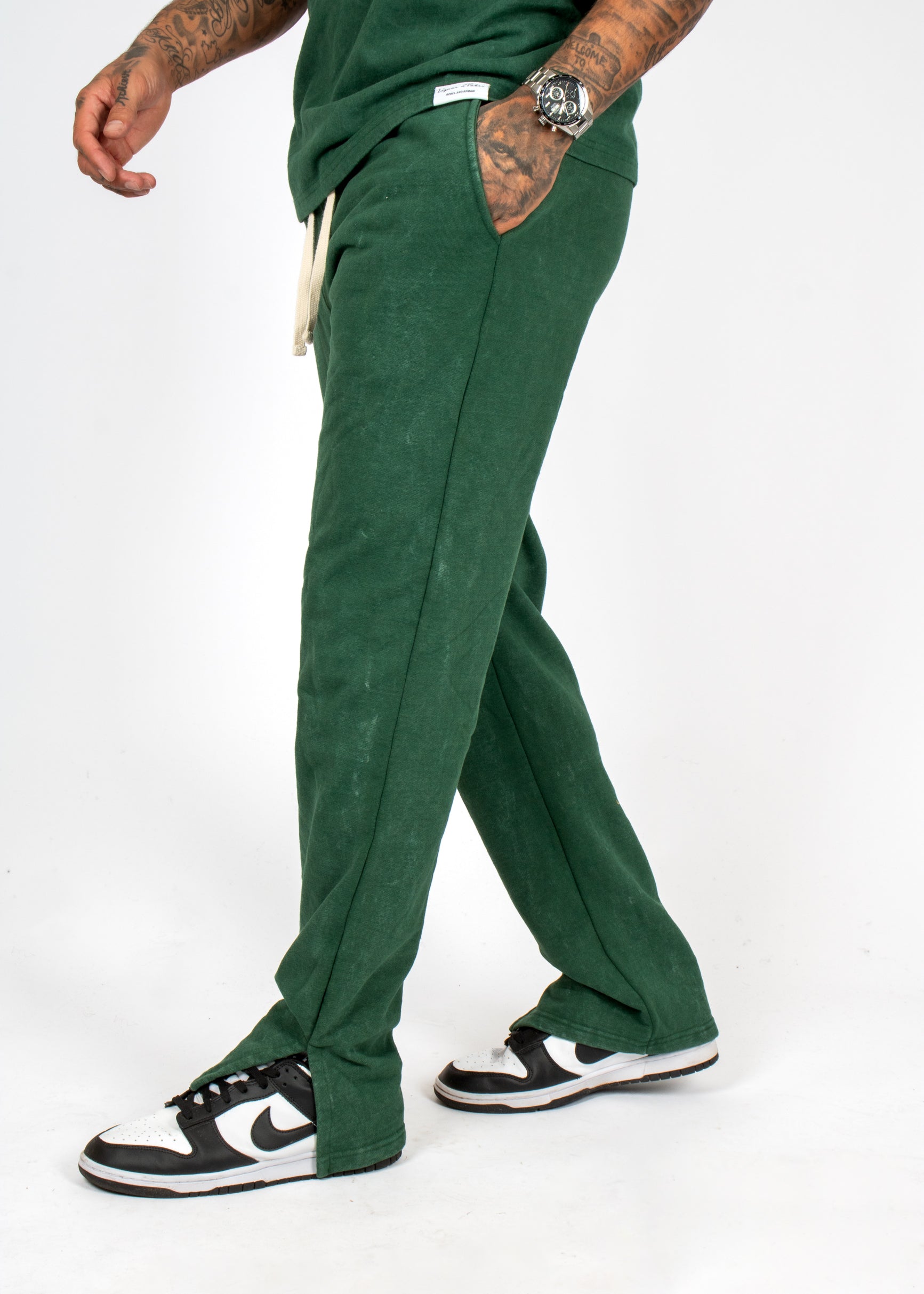 Acid Forest Green Recycled Relaxed Straight Leg Jogger