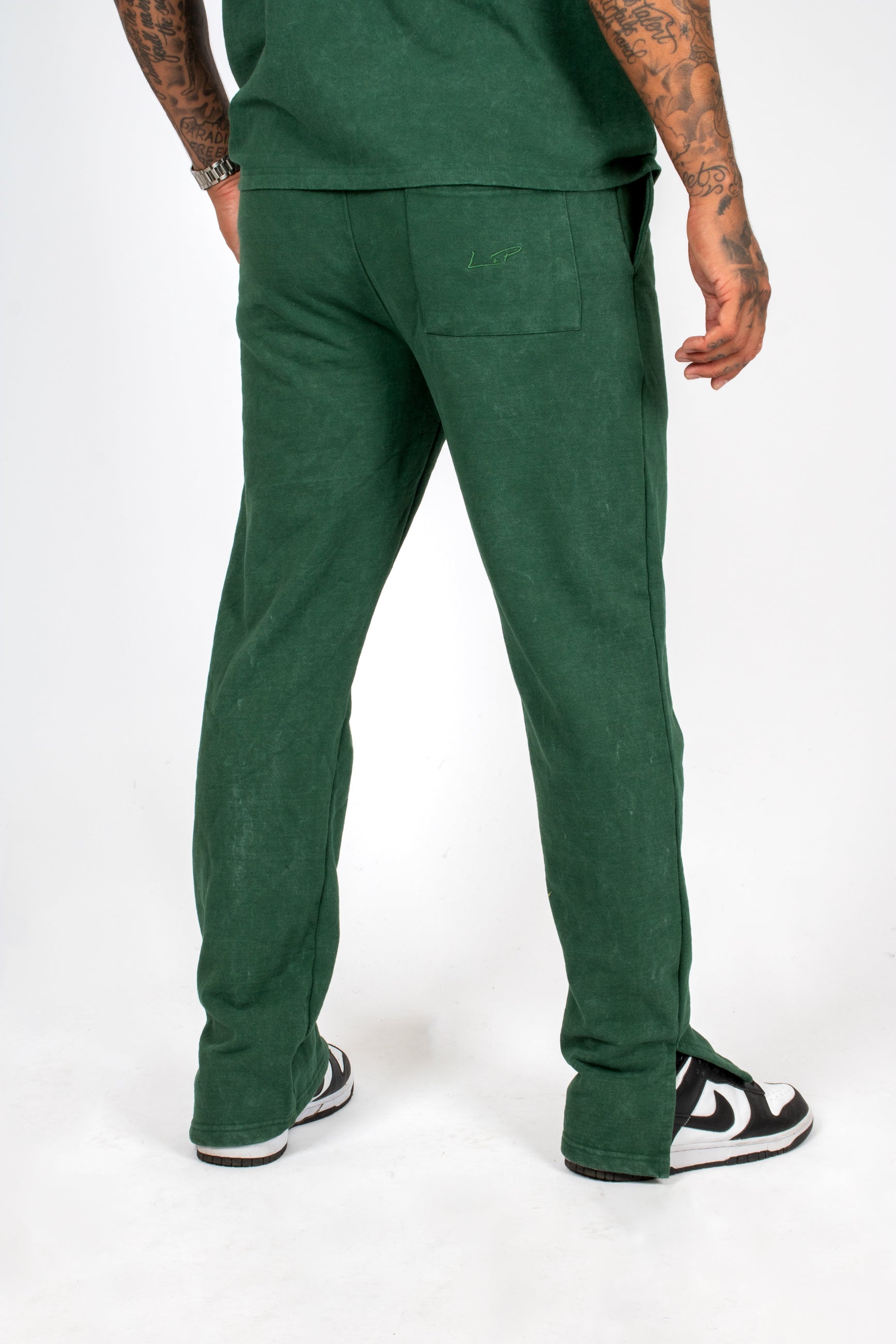 Acid Forest Green Recycled Relaxed Straight Leg Jogger