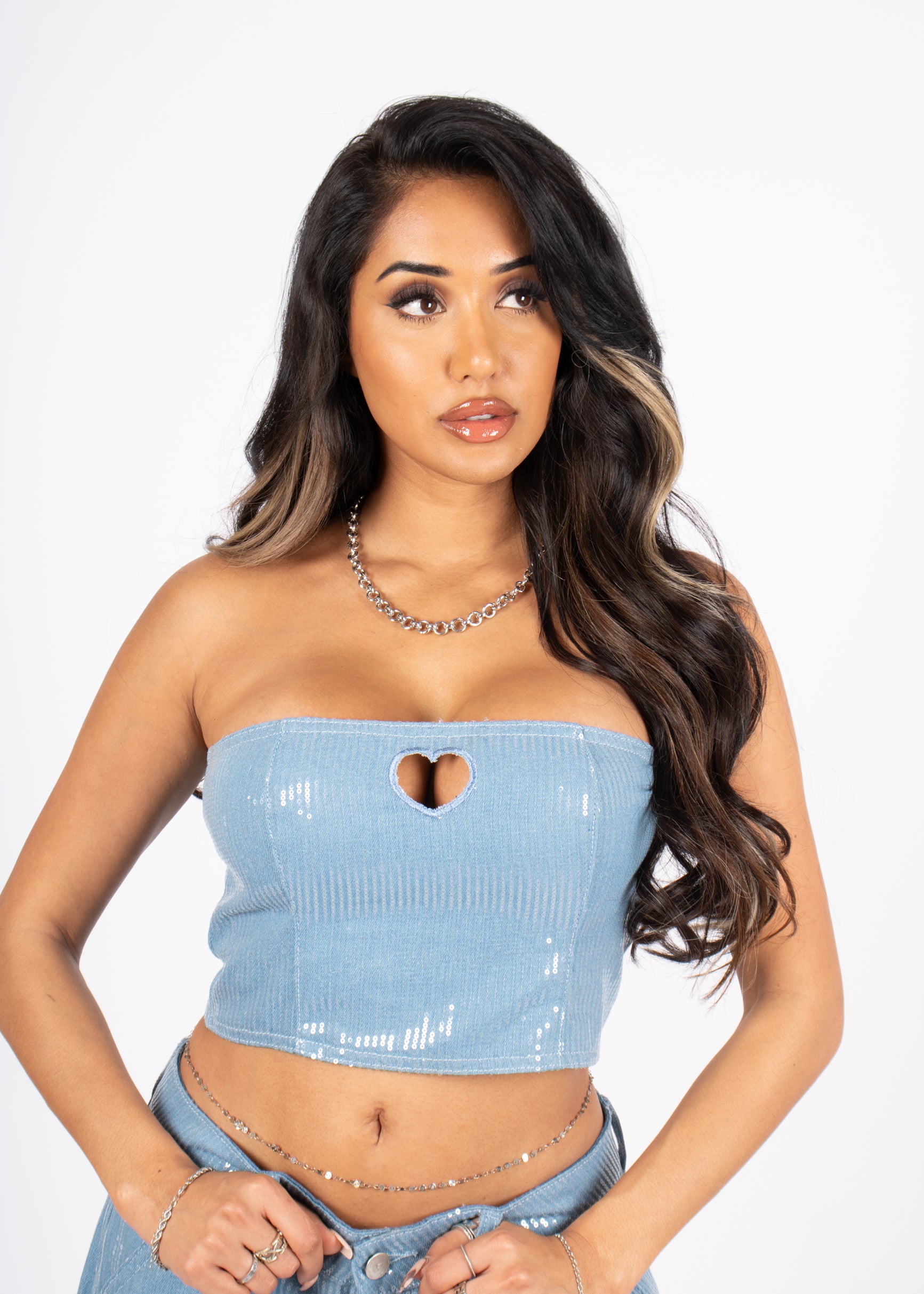 sequin-blue-denim-bandeau-cut-out-heart-crop-top