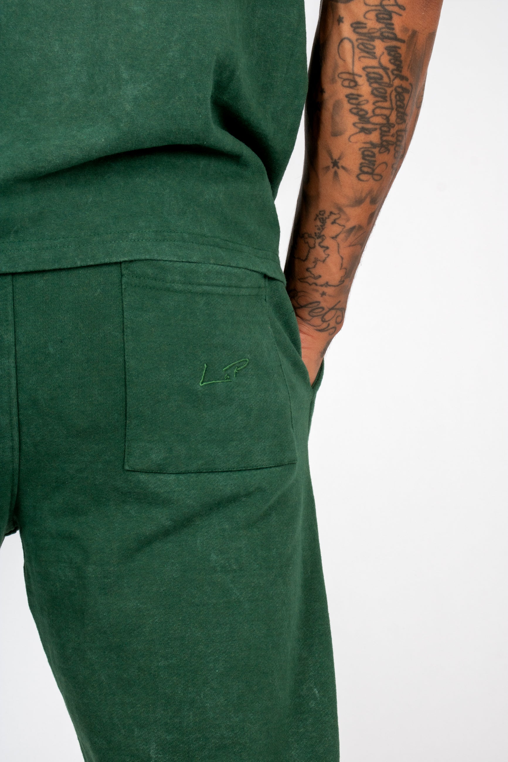 Acid Forest Green Recycled Relaxed Straight Leg Jogger