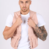 Utility Soft Pink Denim Gilet Vest