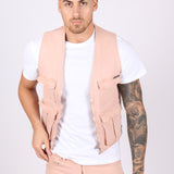 Utility Soft Pink Denim Gilet Vest