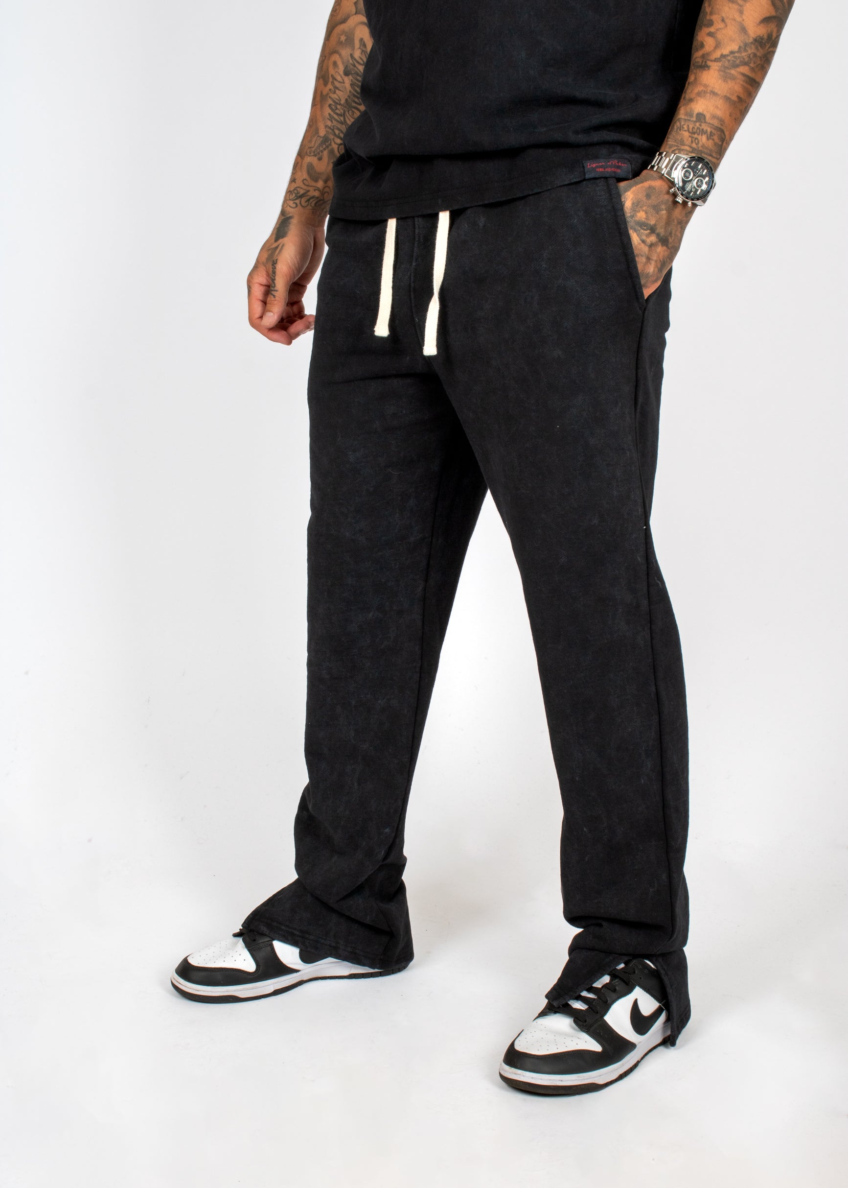 Acid Black Recycled Relaxed Straight Leg Jogger