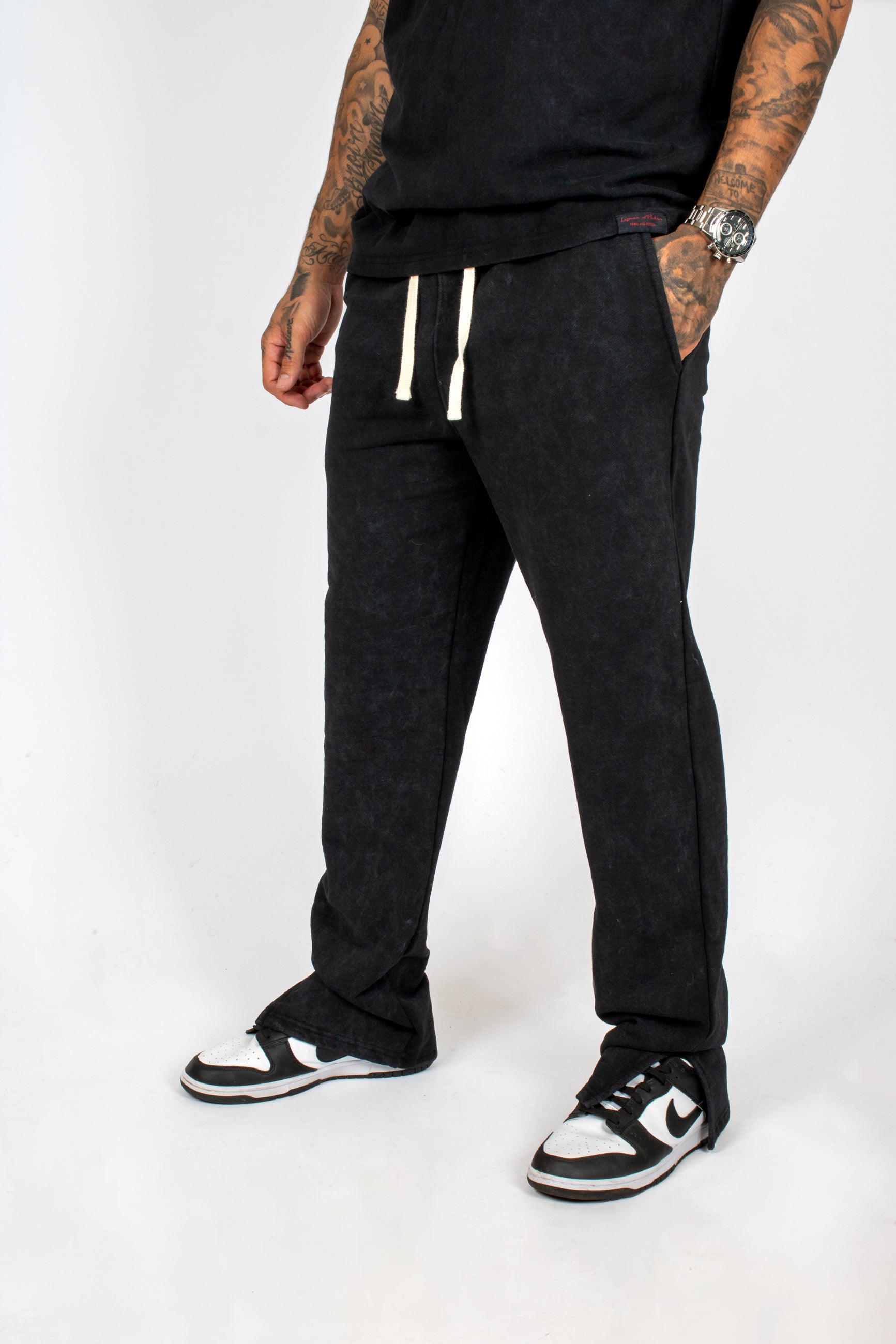 Acid Black Recycled Relaxed Straight Leg Jogger