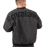 Washed Black 'Repentance' Motif Bomber Jacket