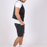 Washed Black Denim Gilet Vest