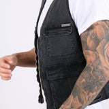 Washed Black Denim Gilet Vest