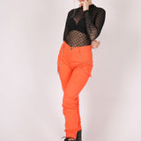 Orange Cargo Trouser With Chains