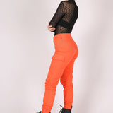 Orange Cargo Trouser With Chains