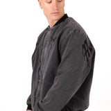 Washed Black 'Repentance' Motif Bomber Jacket