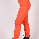 Orange Cargo Trouser With Chains