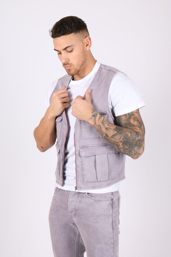 Lilac Denim Gilet Vest