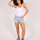 High Rise Denim Shorts In Light Stonewash