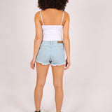 High Rise Denim Shorts In Light Stonewash