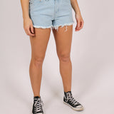 High Rise Denim Shorts In Light Stonewash