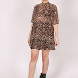 Leopard Mesh T-shirt Dress