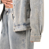 Rhinestone Embellished Denim Boyfriend Fit Denim Jacket