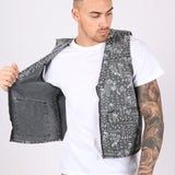 Paisley Printed Denim Gilet Vest