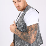 Paisley Printed Denim Gilet Vest