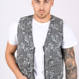 Paisley Printed Denim Gilet Vest