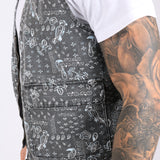 Paisley Printed Denim Gilet Vest