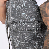 Paisley Printed Denim Gilet Vest