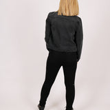 Mid-Rise Black Super Distressed Skinny