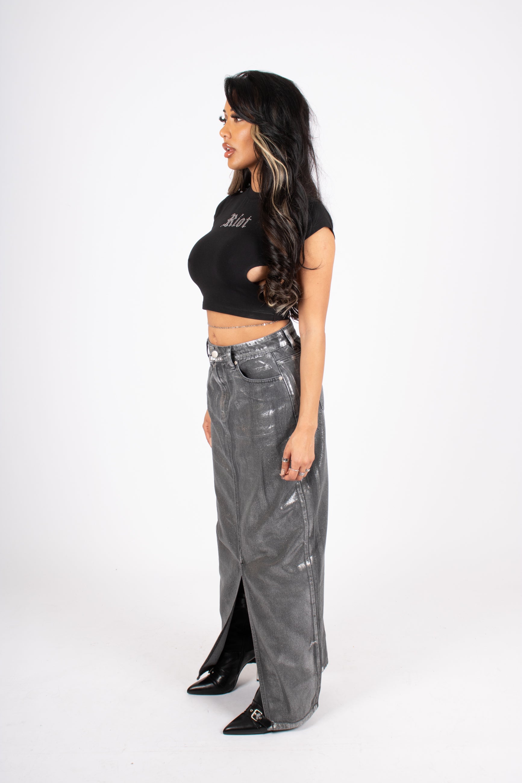 Silver maxi hotsell skirt uk