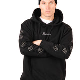 Black Rhinestone Embellished 'Blessed' Motif Hoodie