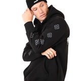 Black Rhinestone Embellished 'Blessed' Motif Hoodie