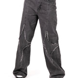 Grey Wash Rapture Rip & Repair Baggy Fit Jeans