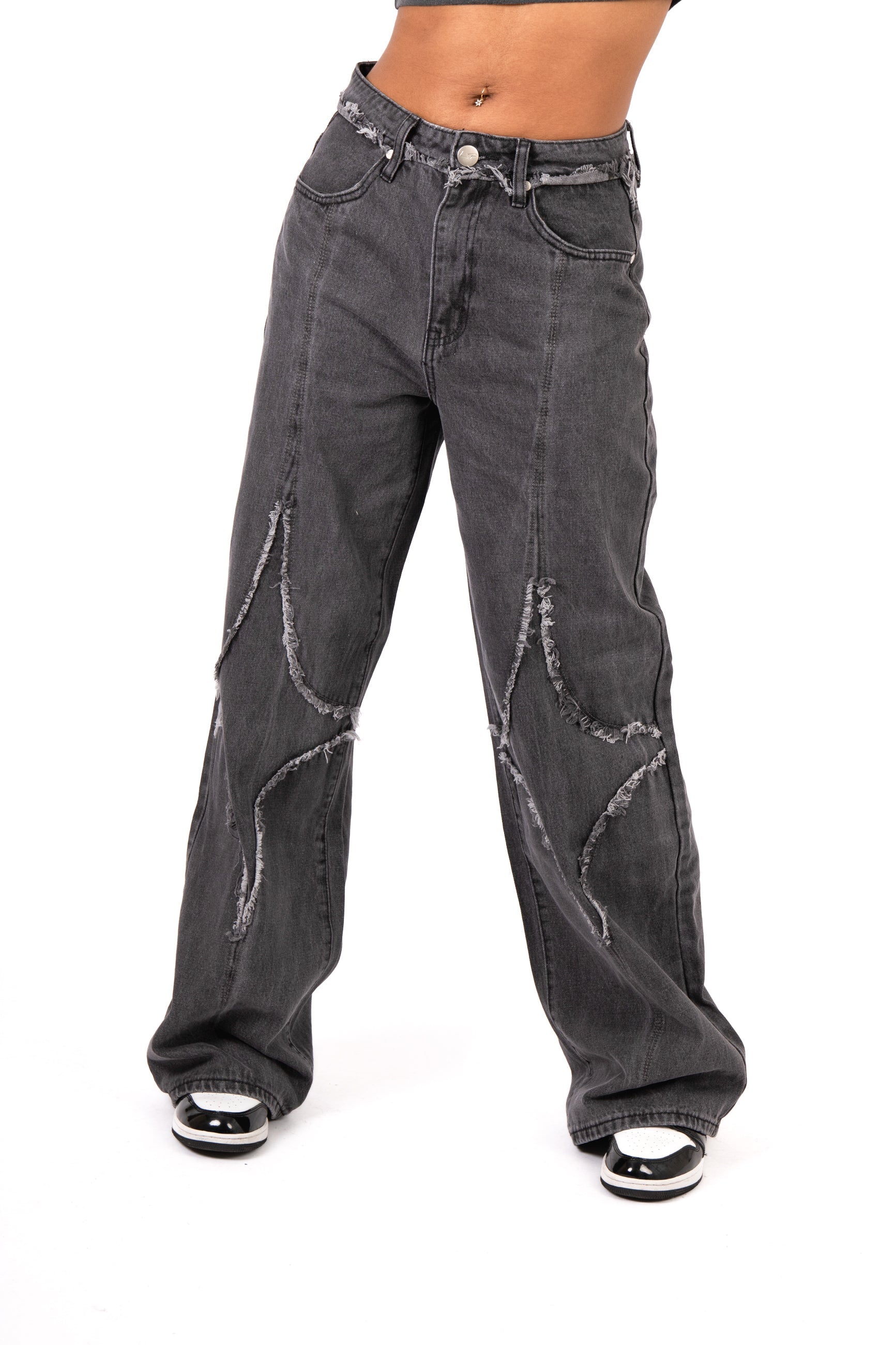 Grey Wash Rapture Rip & Repair Baggy Fit Jeans