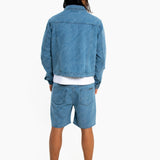 Oversized Pinstripe Jacquard Denim Jacket