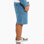 Oversized Pinstripe Jacquard Denim Shorts