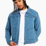 Oversized Pinstripe Jacquard Denim Jacket