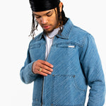 Oversized Pinstripe Jacquard Denim Jacket