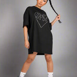 Oversized T-Shirt Dress With Diamanté Heart