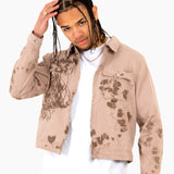 Sand & Brown Floral Twill Relaxed Denim Jacket