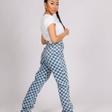 Denim Wide Leg Checkered Jean