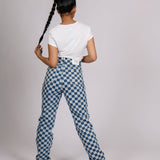 Denim Wide Leg Checkered Jean