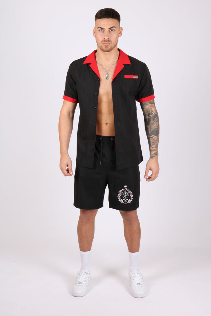 Black Embroidered Golf Club Shorts