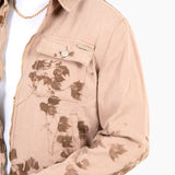 Sand & Brown Floral Twill Relaxed Denim Jacket