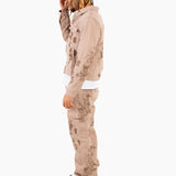 Sand & Brown Floral Twill Relaxed Cargo Jeans