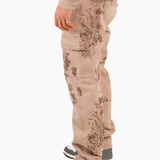 Sand & Brown Floral Twill Relaxed Cargo Jeans