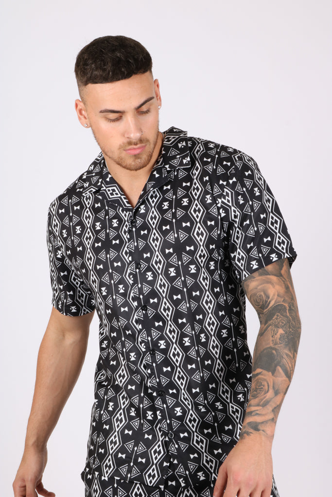 Retro Aztec Black & White Shirt