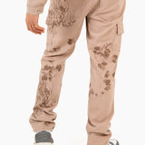 Sand & Brown Floral Twill Relaxed Cargo Jeans