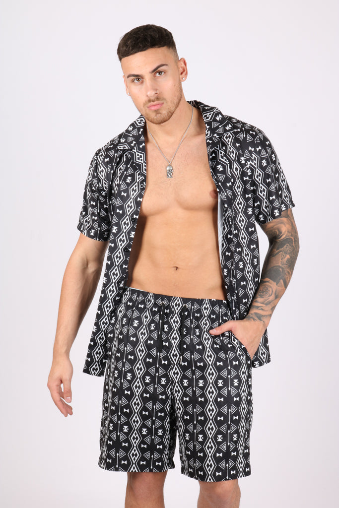 Retro Aztec Black & White Shirt