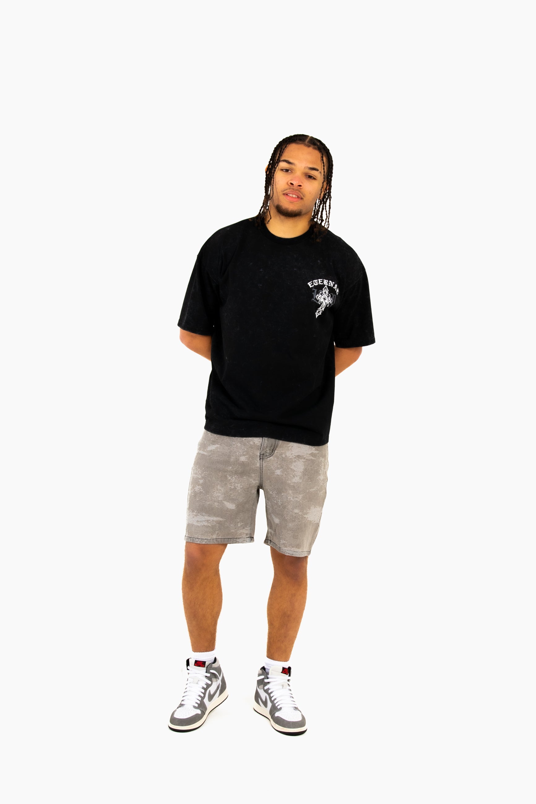 Oversized Premium Black 'Eternal Paradise' Printed T-Shirt