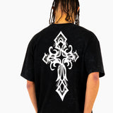 Oversized Premium Black 'Eternal Paradise' Printed T-Shirt