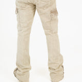 Stone Corduroy Slim Stacked Cargo